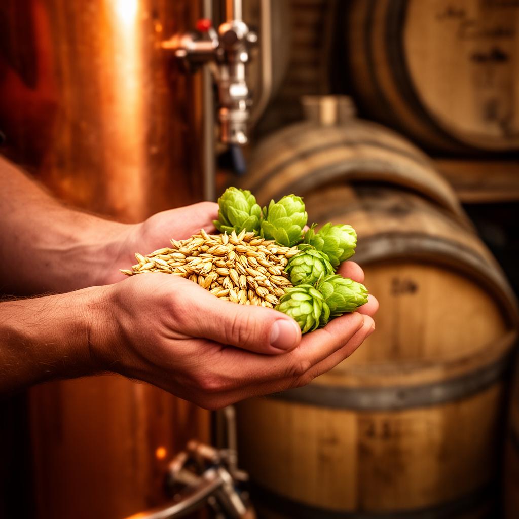 Grains d'orge et houblon